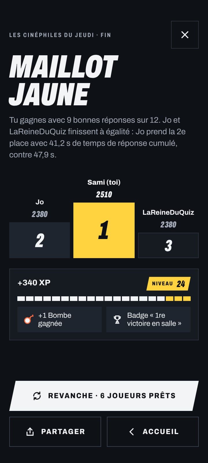 End-of-game screen with podium